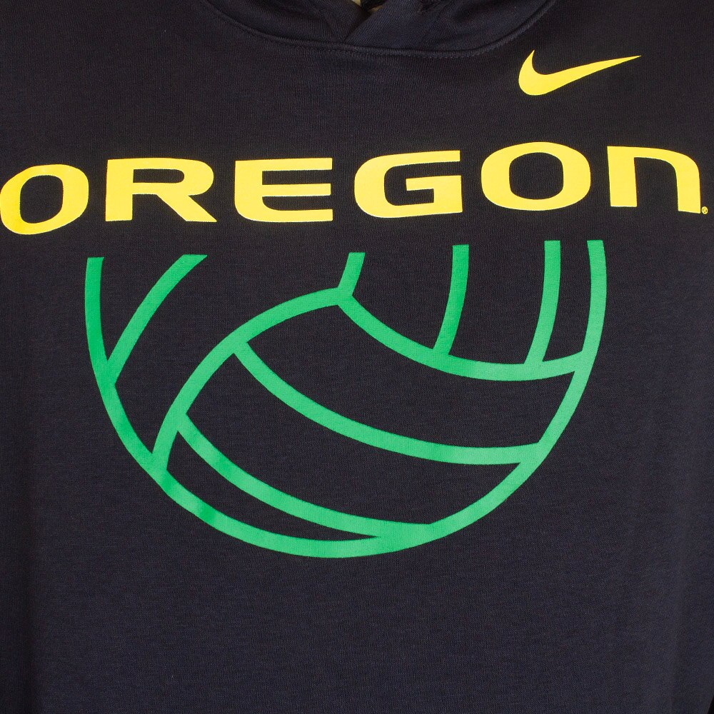 Oregon, Nike, Black, Hoodie, Cotton Blend, Women, Unisex, Volleyball, Pullover, Sweatshirt, 883350